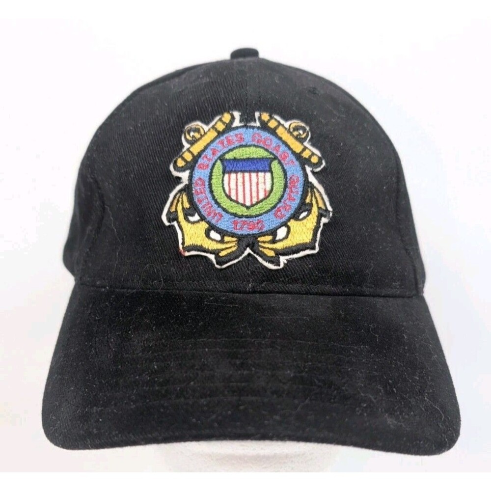 US Coast Guard 1790 Crest Black Strapback Hat Urban Innovations Fersten Cap